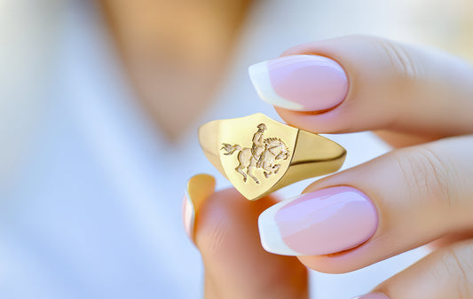 Custom Gold Shield Signet Ring