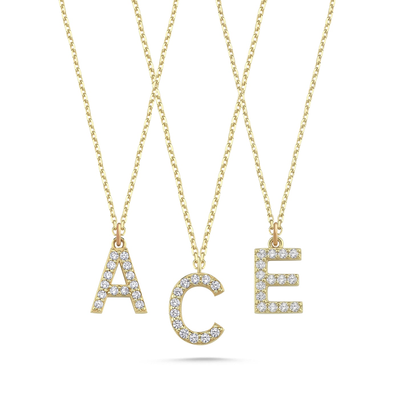 Solid Gold Diamond Letter A Necklace – 14k Initial Pendant