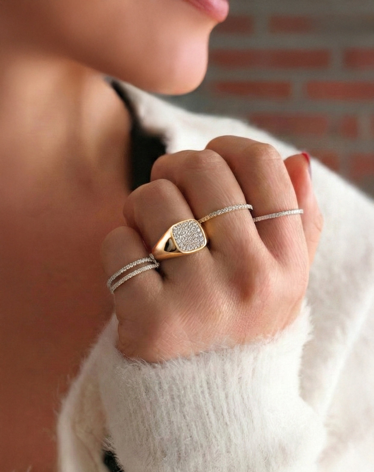 Men's Paved Cushion Signet Ring