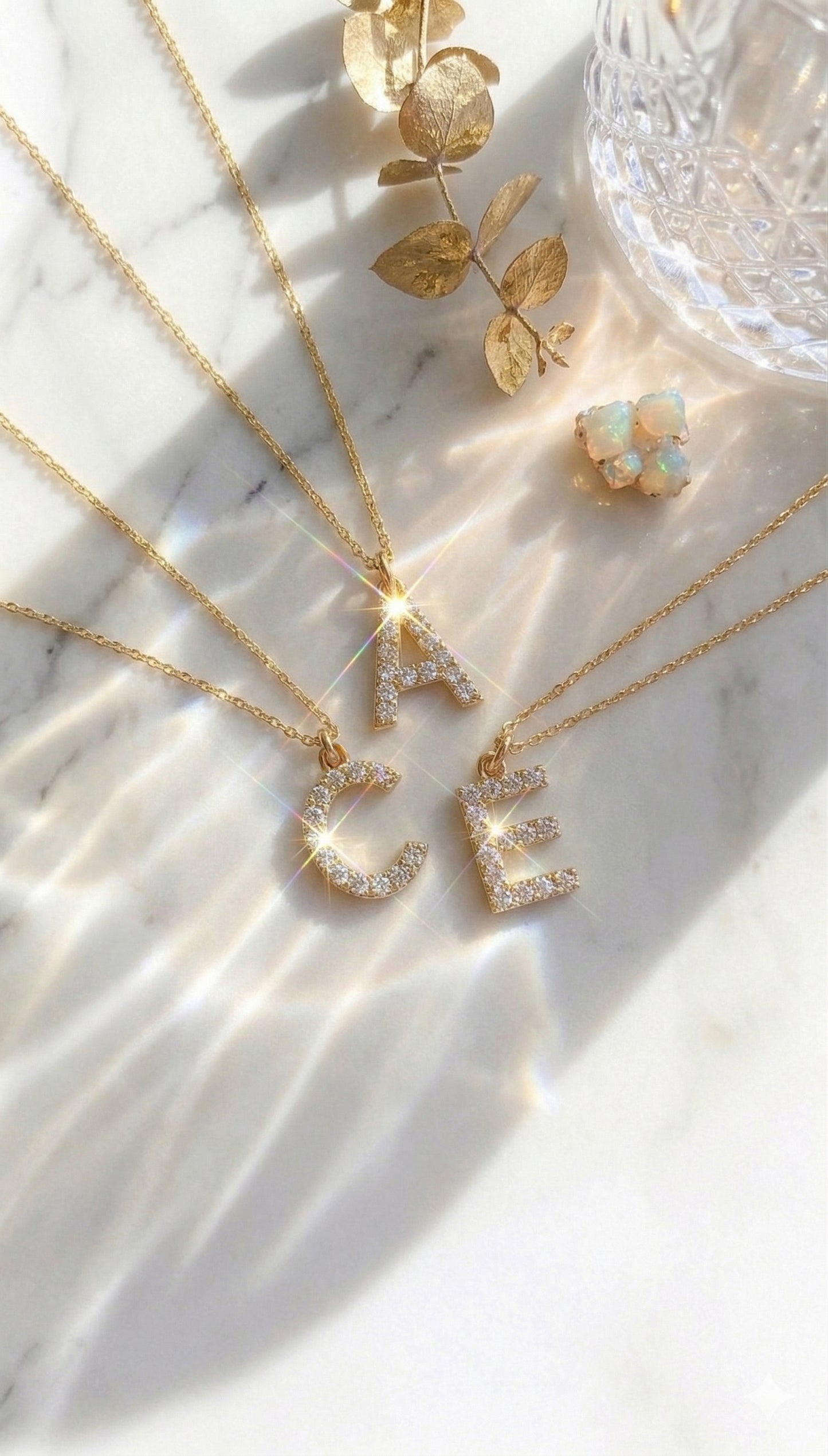 Solid Gold Diamond Letter A Necklace – 14k Initial Pendant