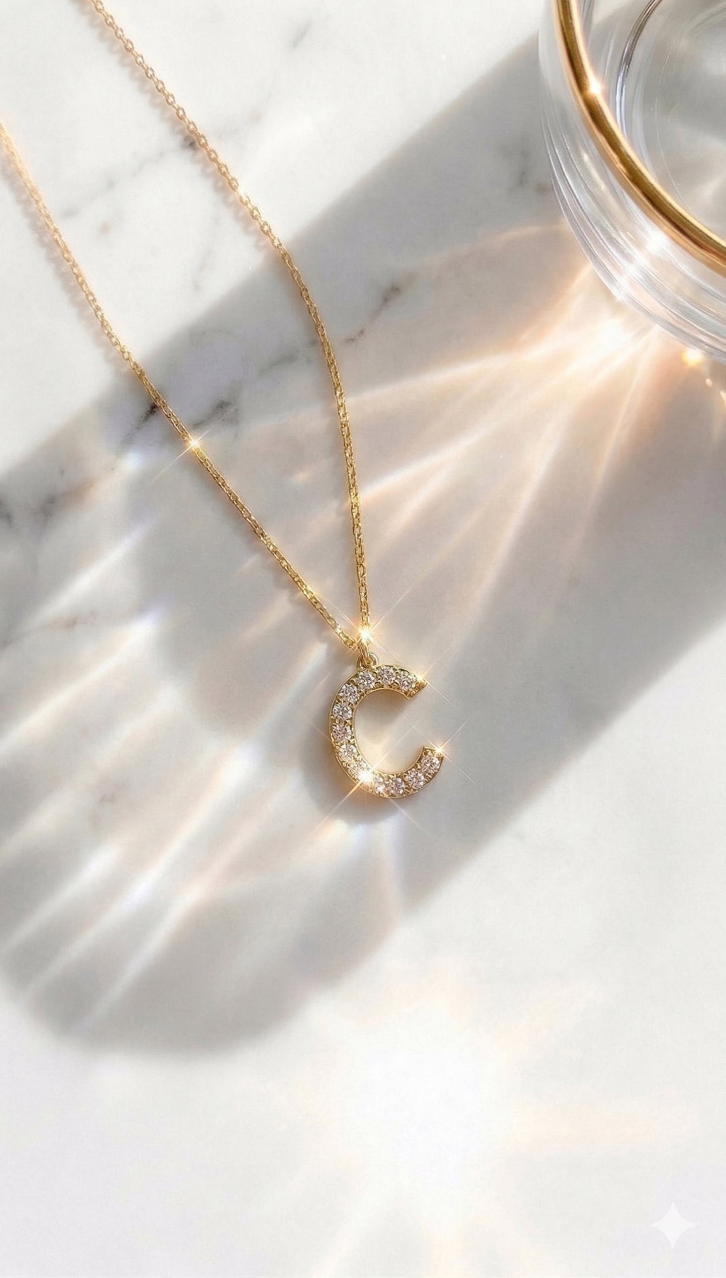 Solid Gold Diamond Letter A Necklace – 14k Initial Pendant