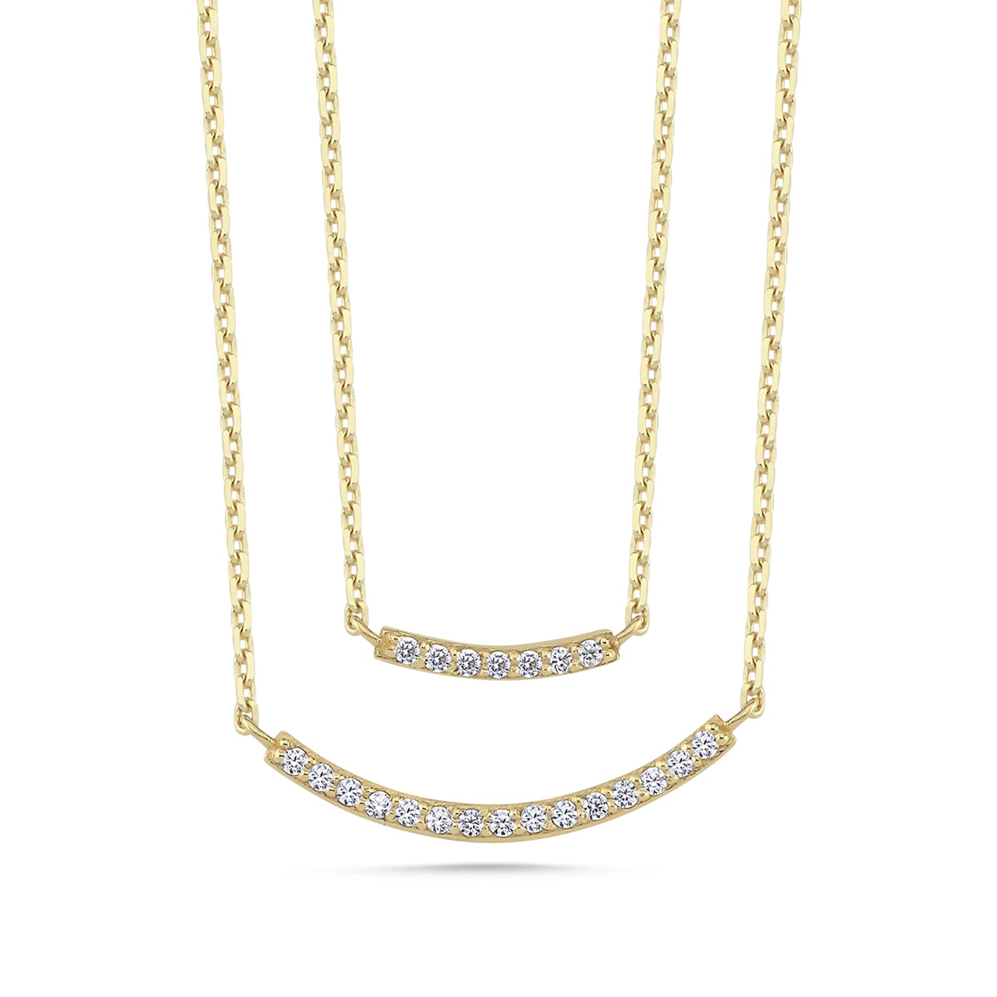 Diamond Paved Curved Bar Necklace