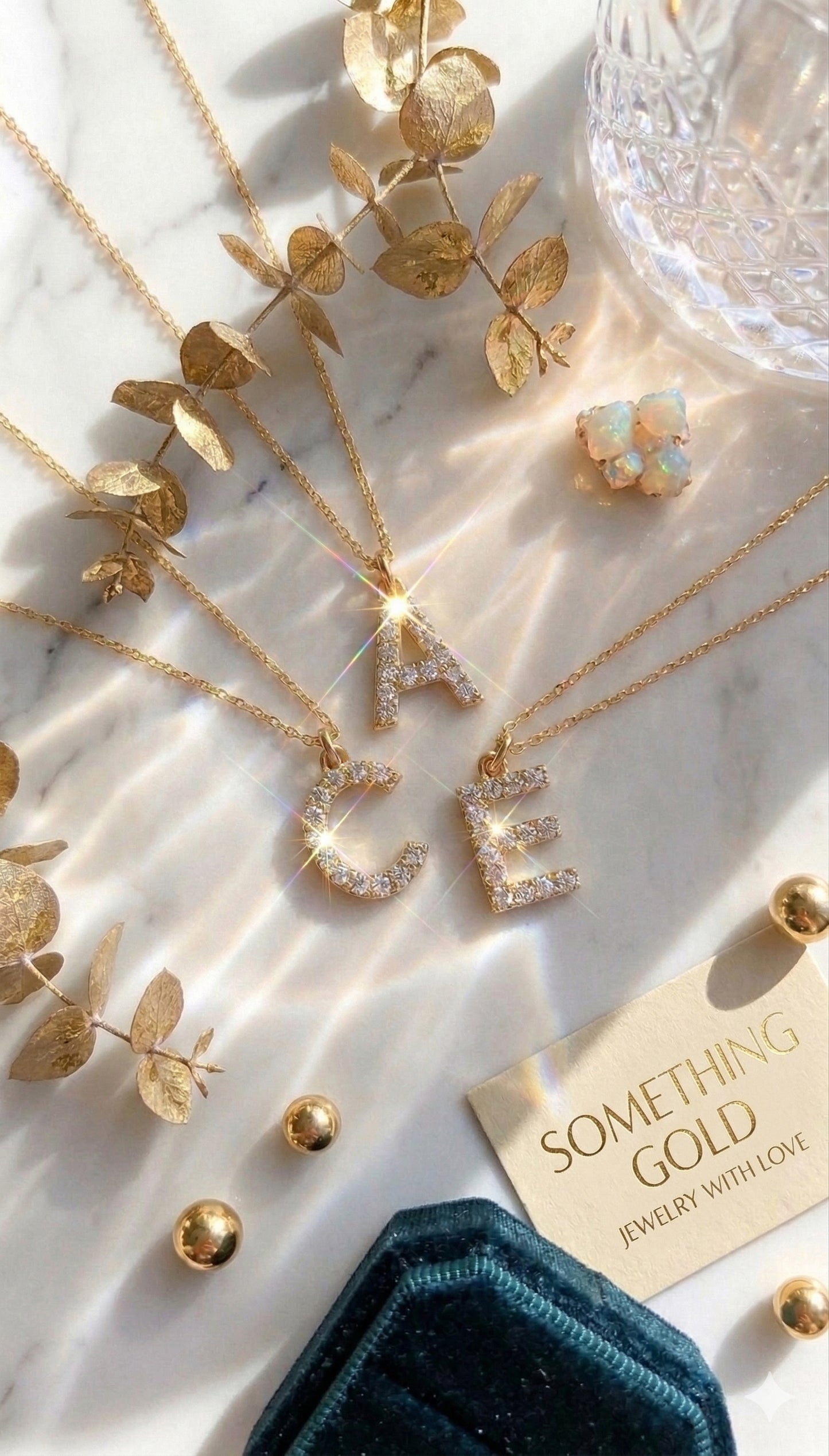 Solid Gold Diamond Letter A Necklace – 14k Initial Pendant