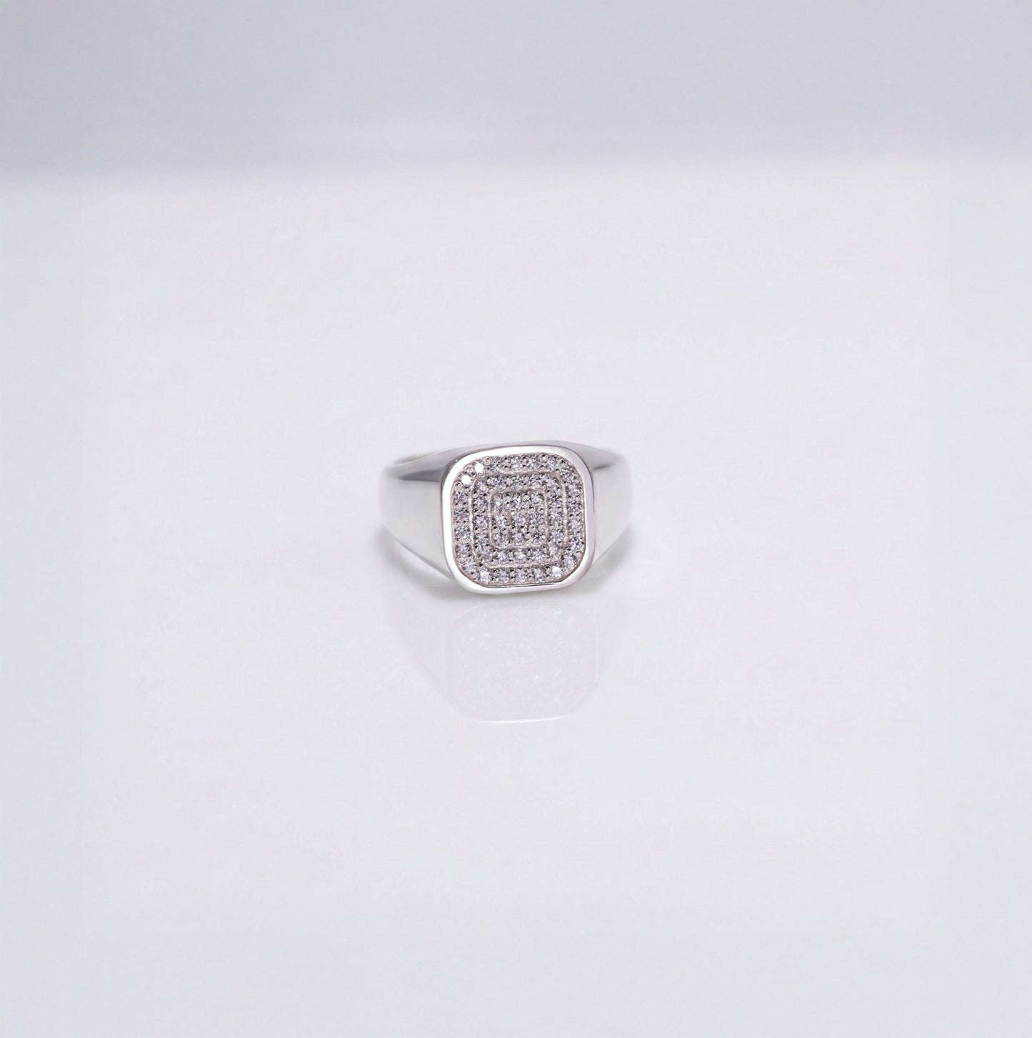 Men's Paved Cushion Signet Ring