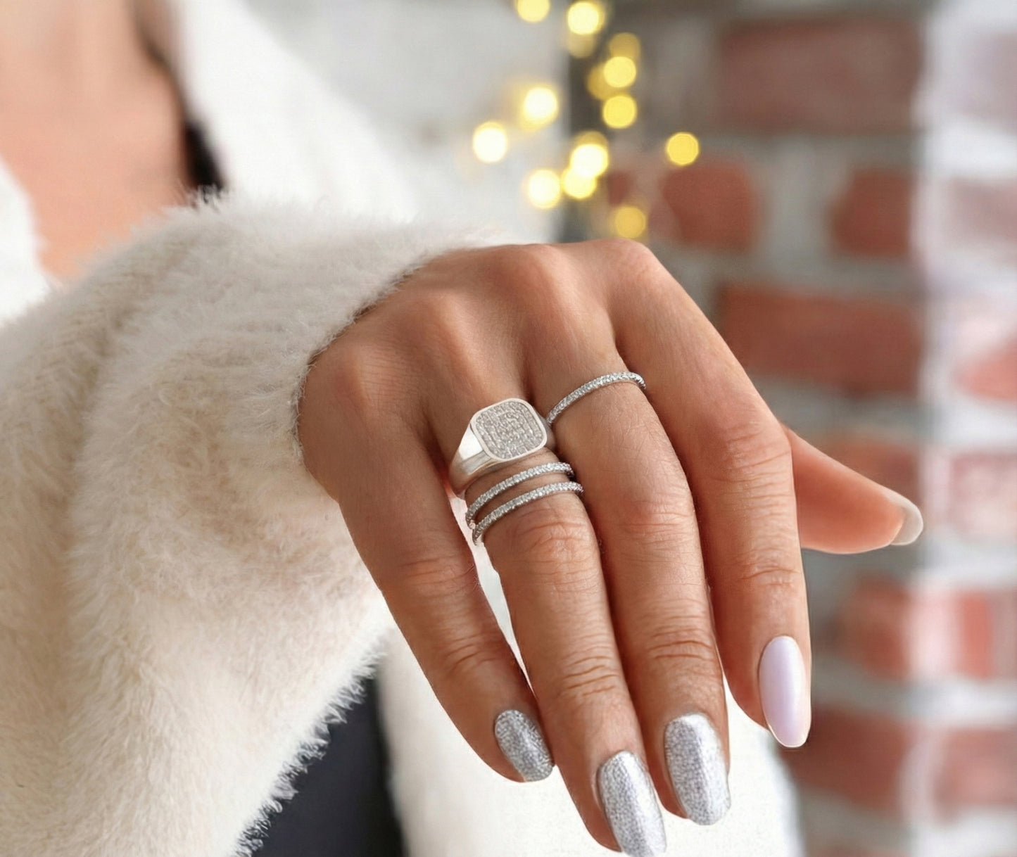 Men's Paved Cushion Signet Ring