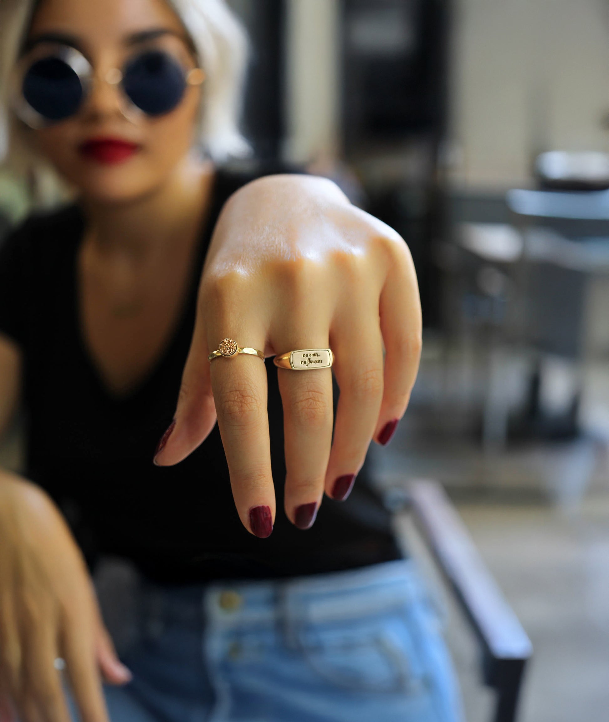 Womens solid gold signet ring.