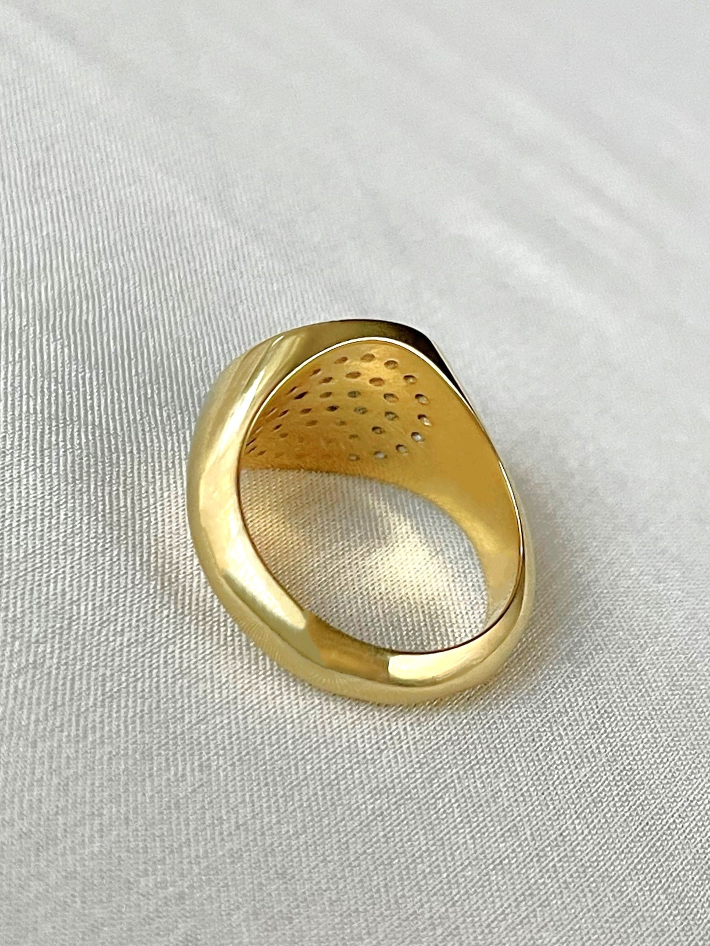 Solid Gold Diamond Paved Signet Ring – 14k Womens Pinky Ring