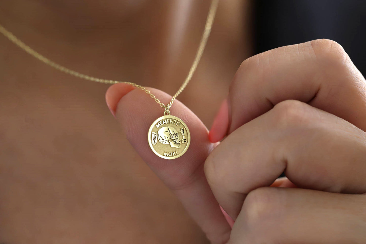 Memento Mori Necklace – Handcrafted Gold or Sterling Silver Stoic Pendant