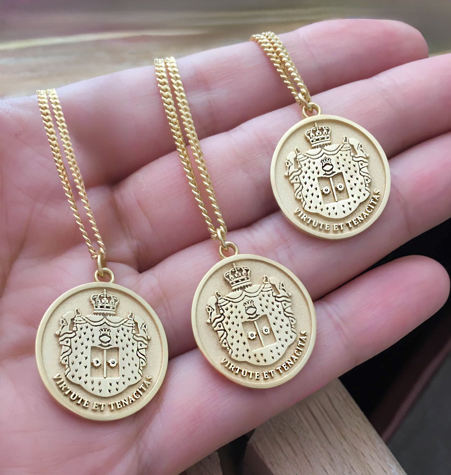 Custom Family Crest Necklace – Engraved Coat of Arms Pendant Jewelry Gift for Men, Father’s Day or Birthday Gift for Him