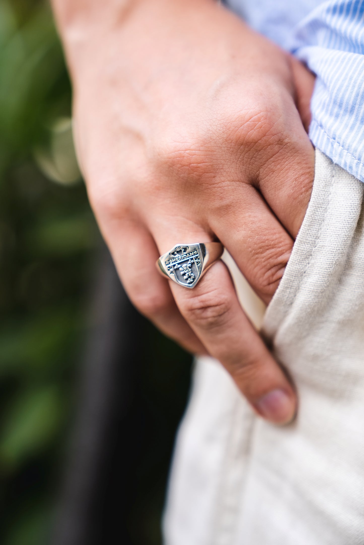 Custom Shield Family Crest Signet Ring – Engraved Coat of Arms Jewelry in Sterling Silver or Gold Plated