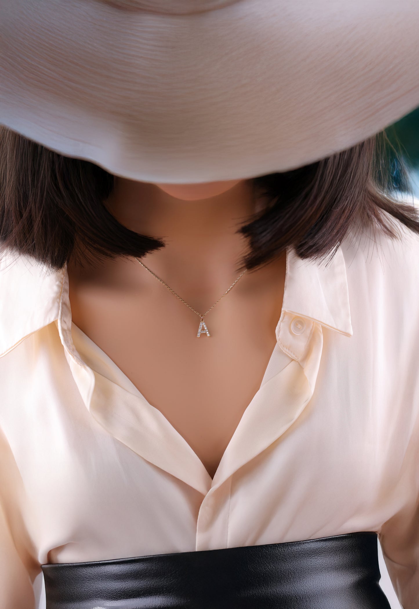 Solid Gold Diamond Letter A Necklace – 14k Initial Pendant