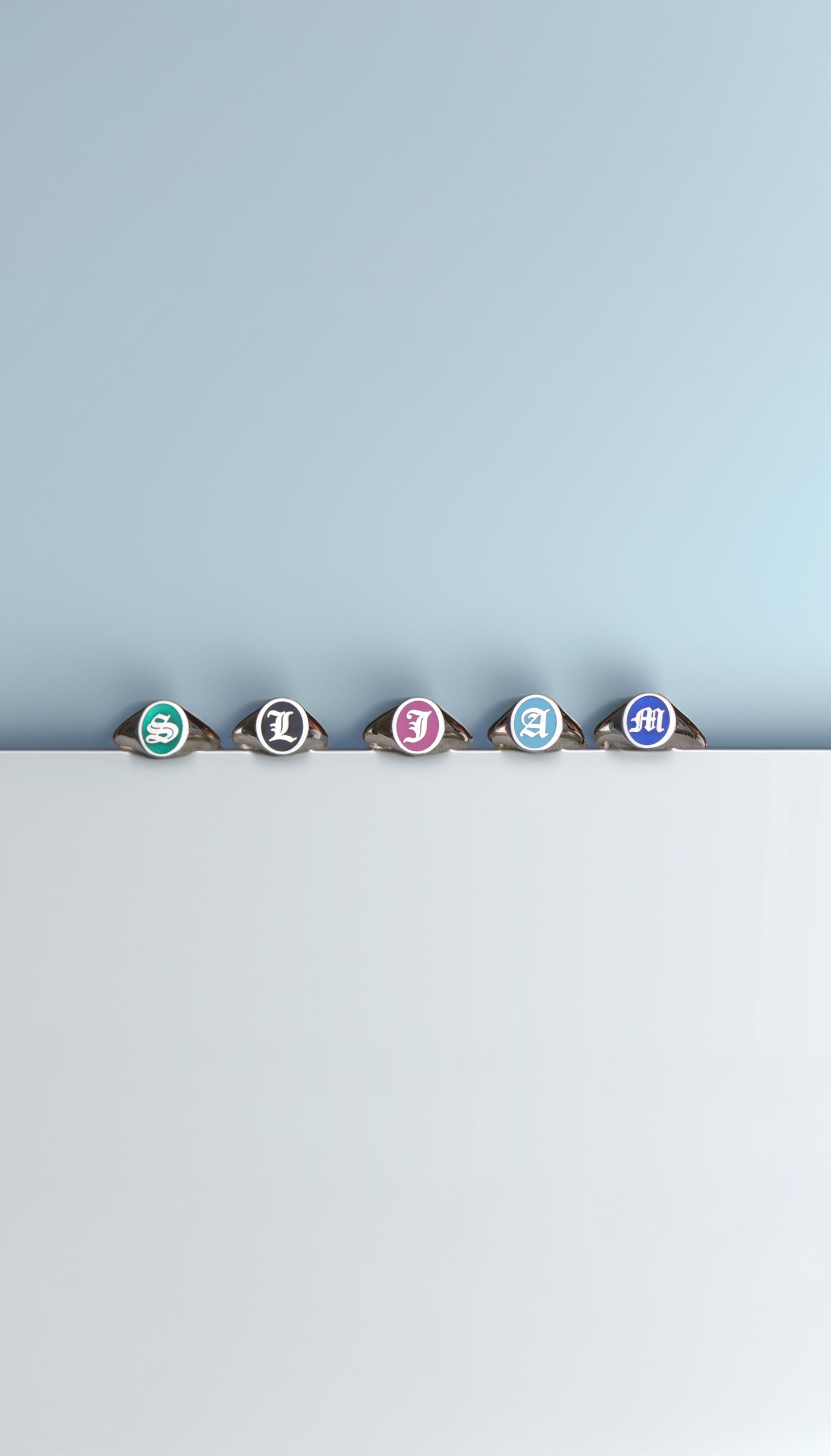 Personalized Initial Ring – Custom Enamel Silver Signet