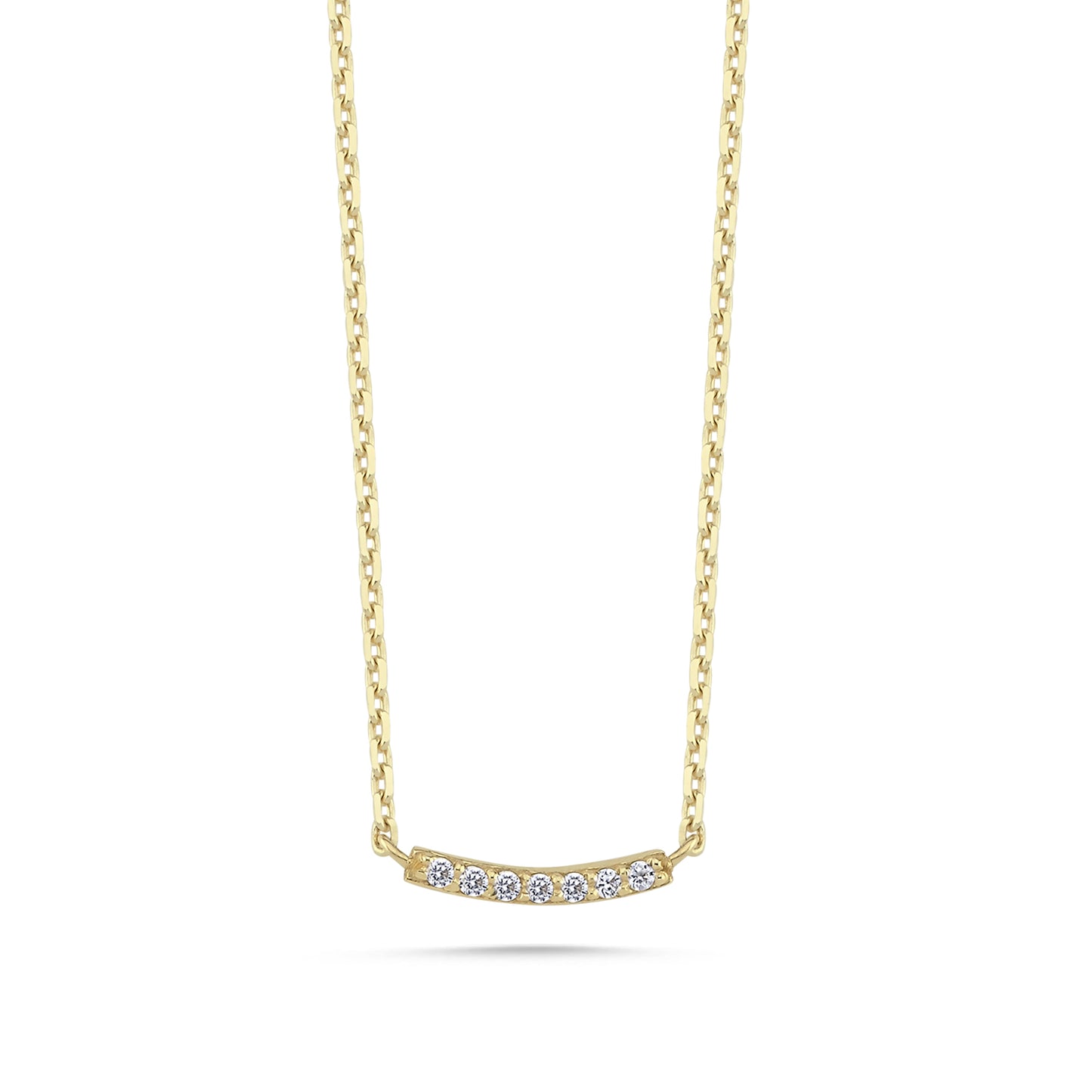 Diamond Paved Curved Bar Necklace