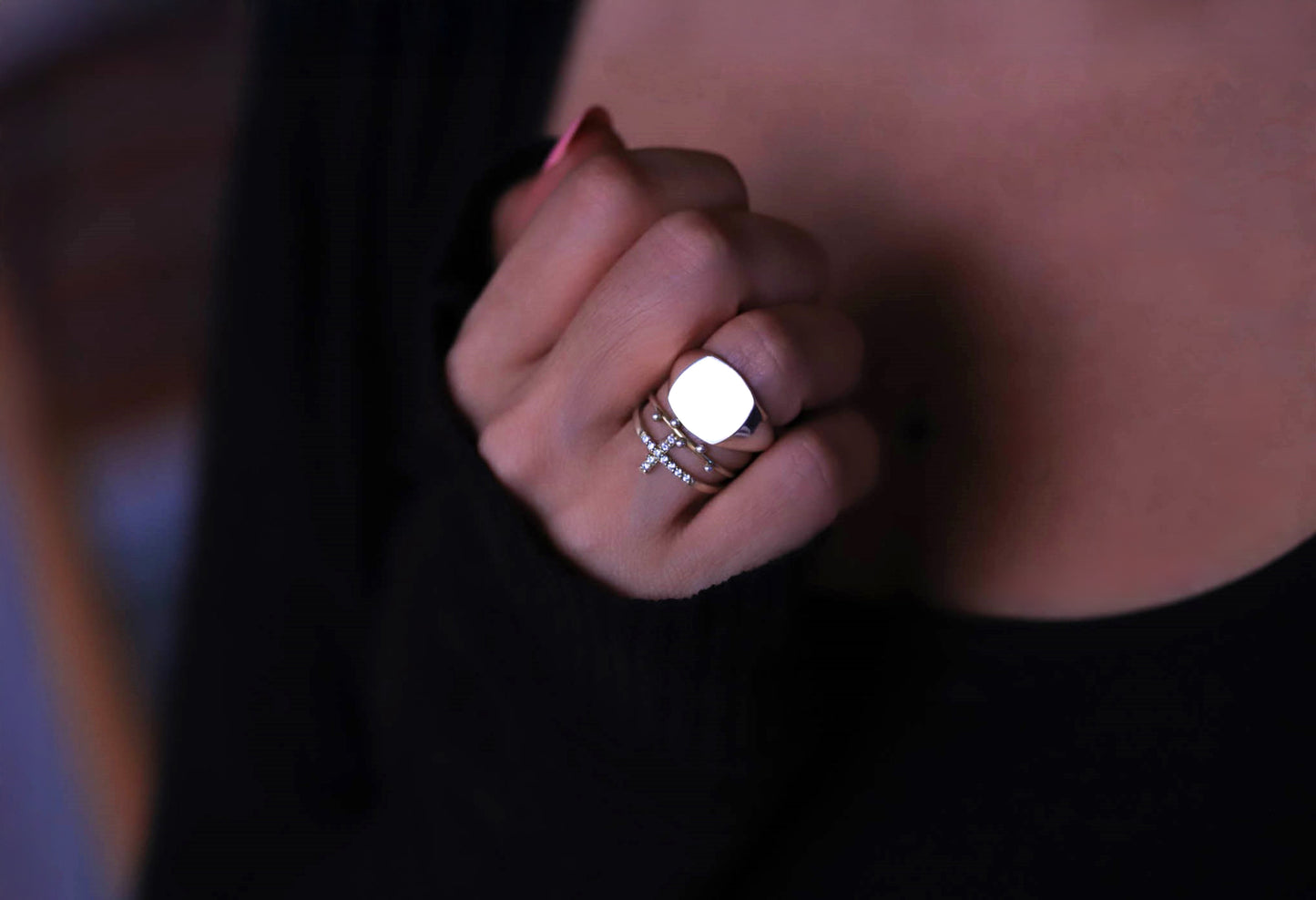 Gold Diamond Cross Ring – Dainty Solid Gold Cross Ring with Cz or Diamond Stones, Minimalist Faith Jewelry Gift for Women