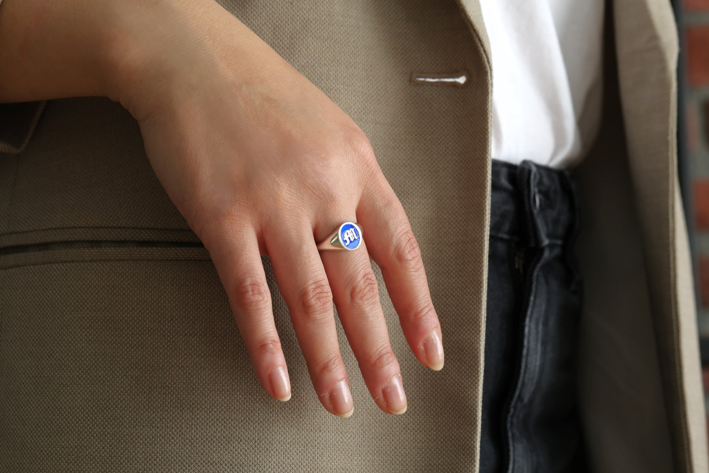 Personalized Initial Ring – Custom Enamel Silver Signet