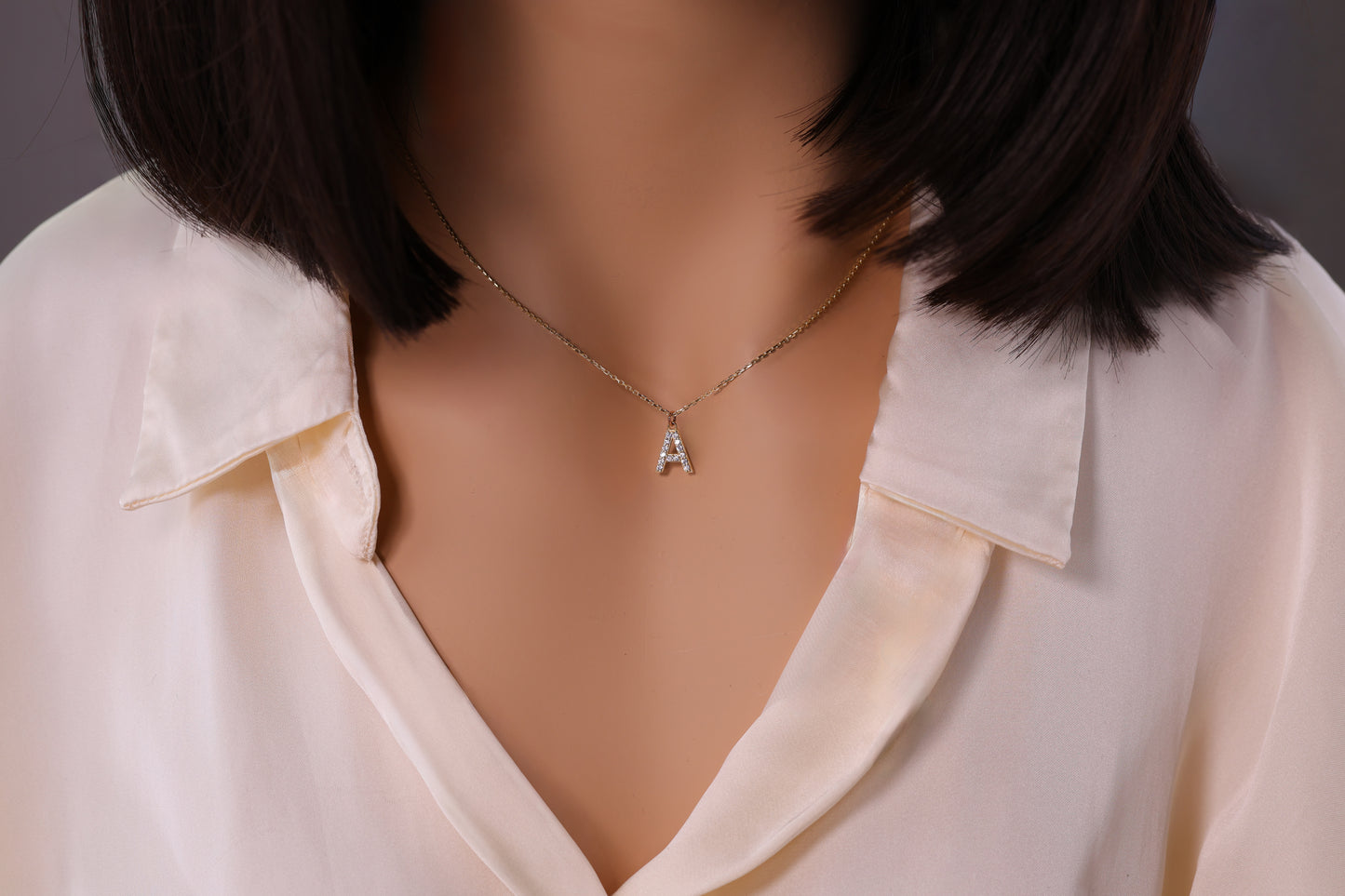 Solid Gold Diamond Letter A Necklace – 14k Initial Pendant