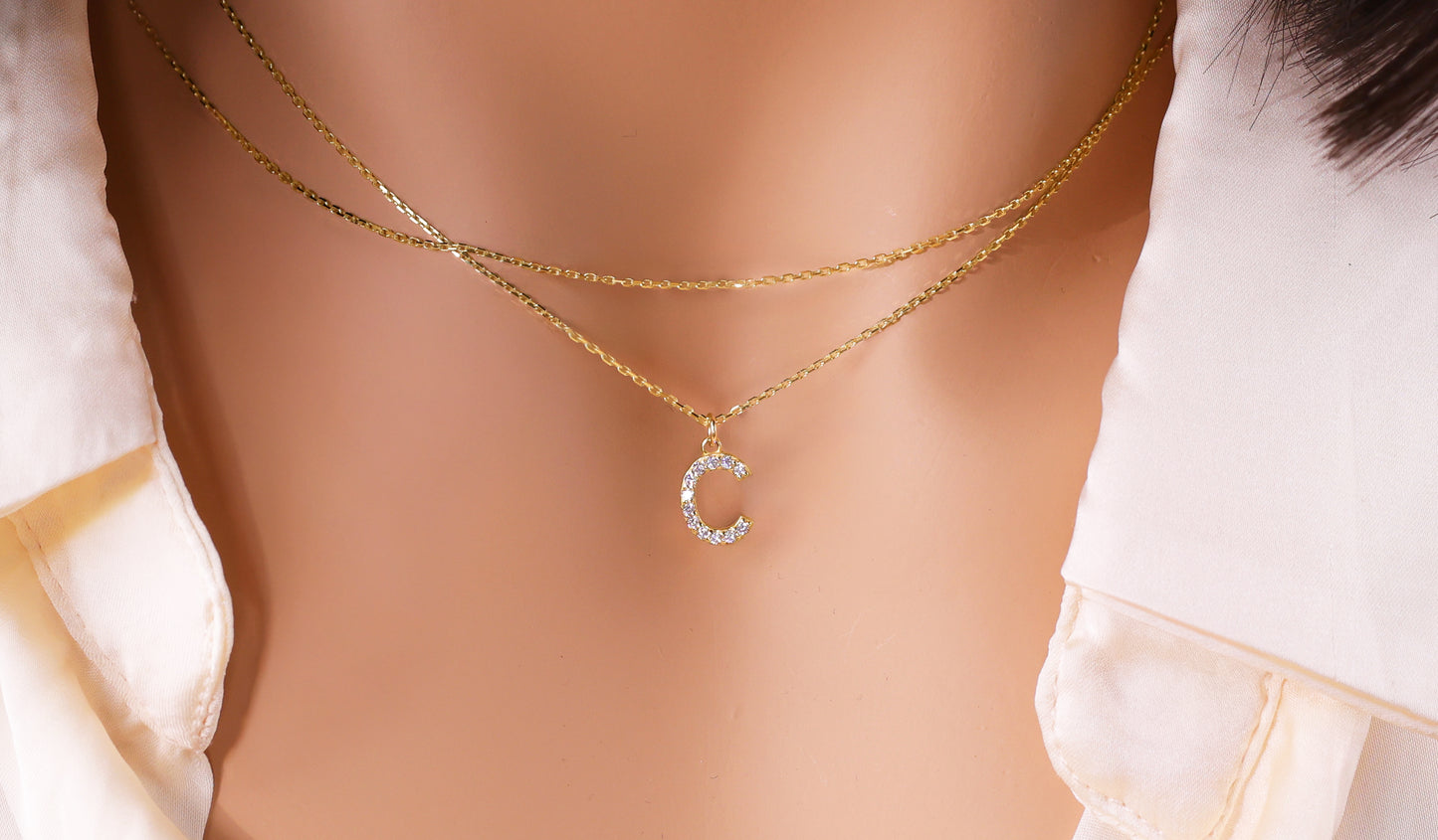 Solid Gold Diamond Letter A Necklace – 14k Initial Pendant