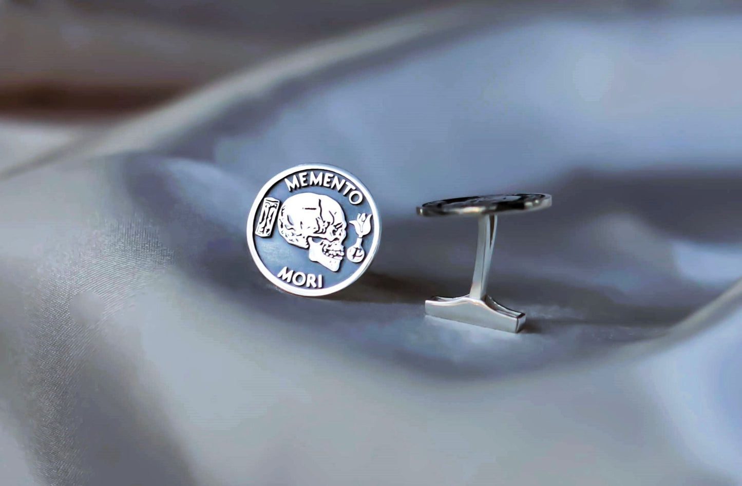 Solid Gold Memento Mori Cufflinks – Engraved Stoic Heirloom Gift for Men