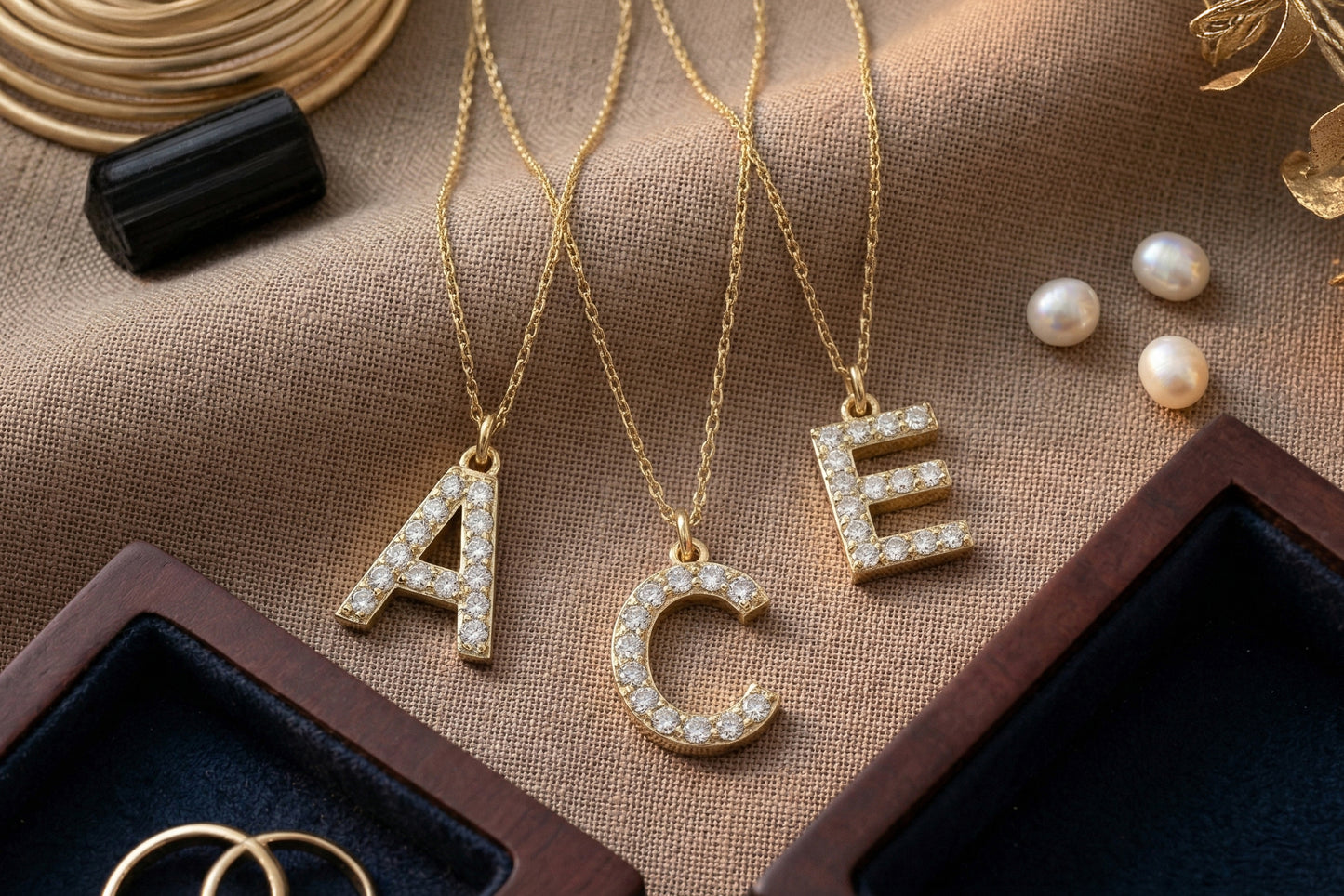 Solid Gold Diamond Letter A Necklace – 14k Initial Pendant
