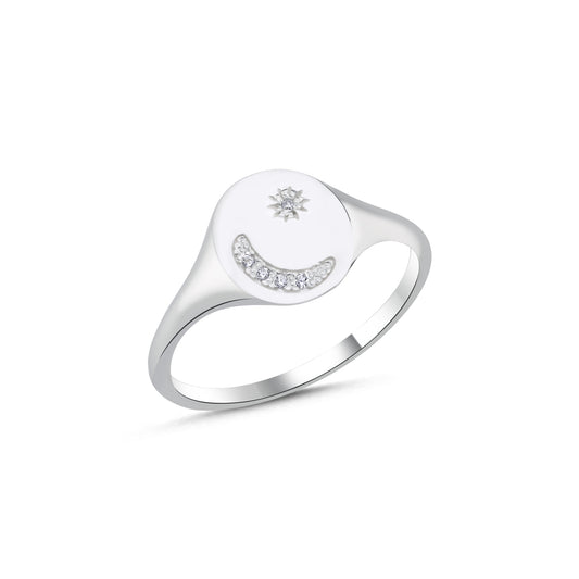 Sterling Silver Celestial Signet Ring
