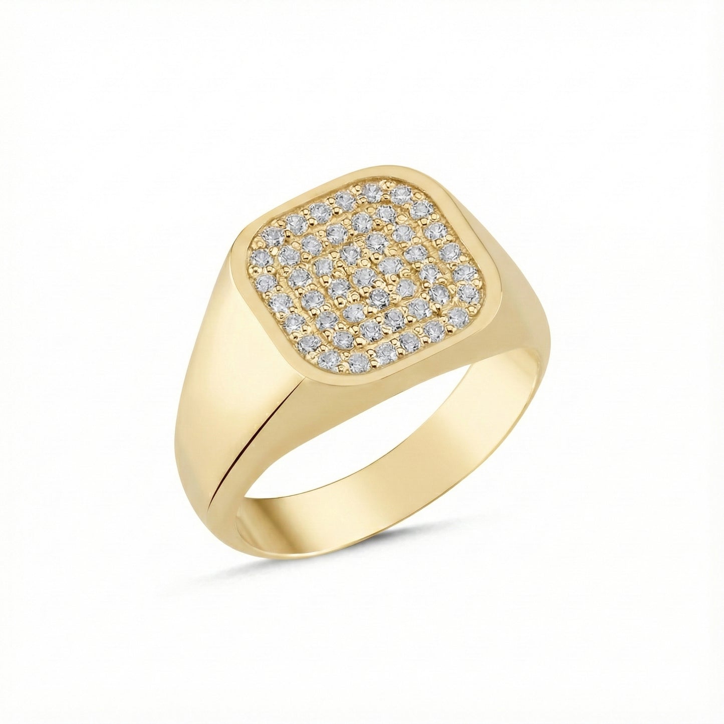 Men's Paved Cushion Signet Ring