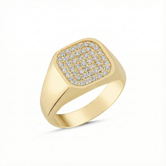 Paved Cushion Signet Ring