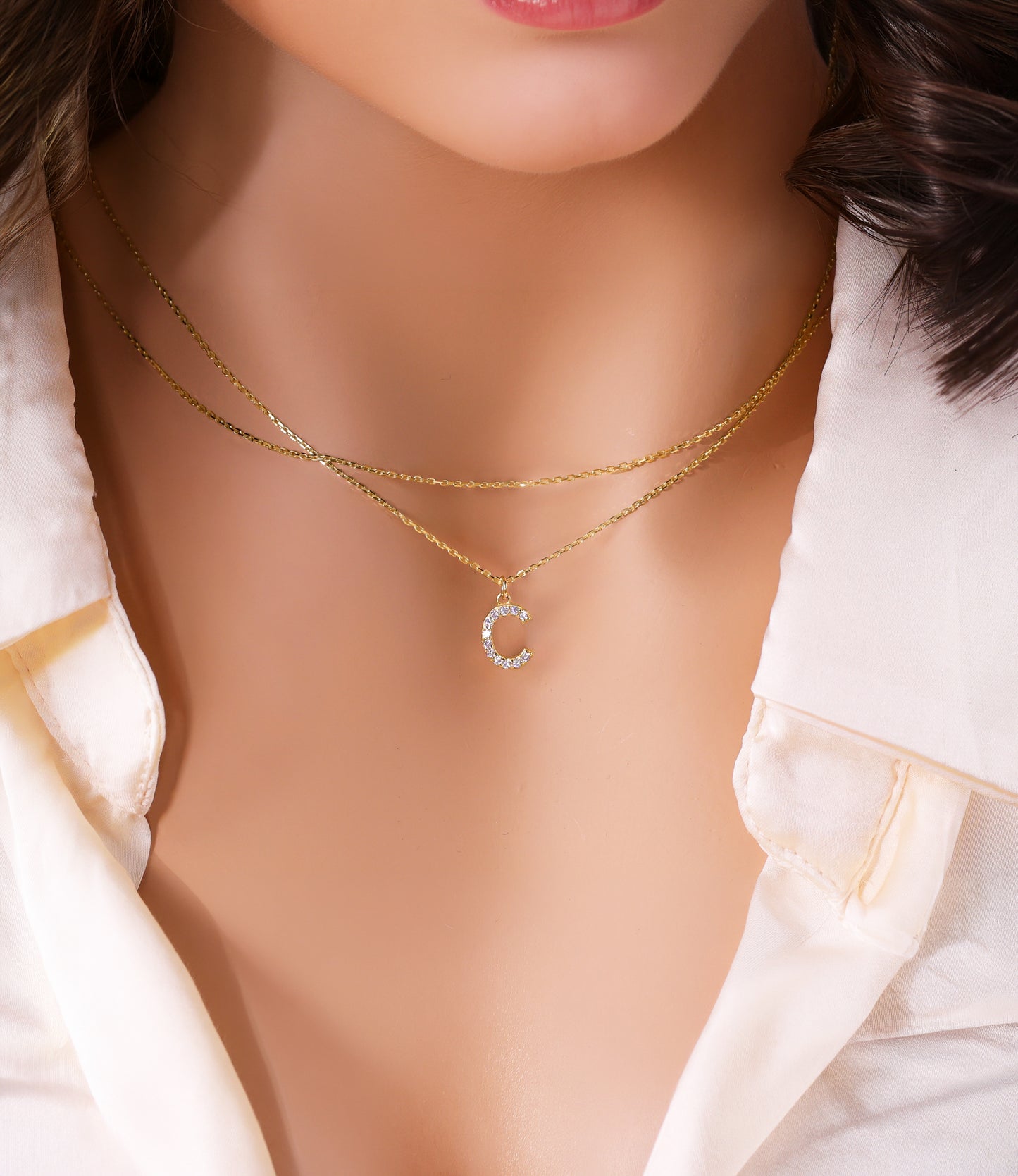 Solid Gold Diamond Letter A Necklace – 14k Initial Pendant