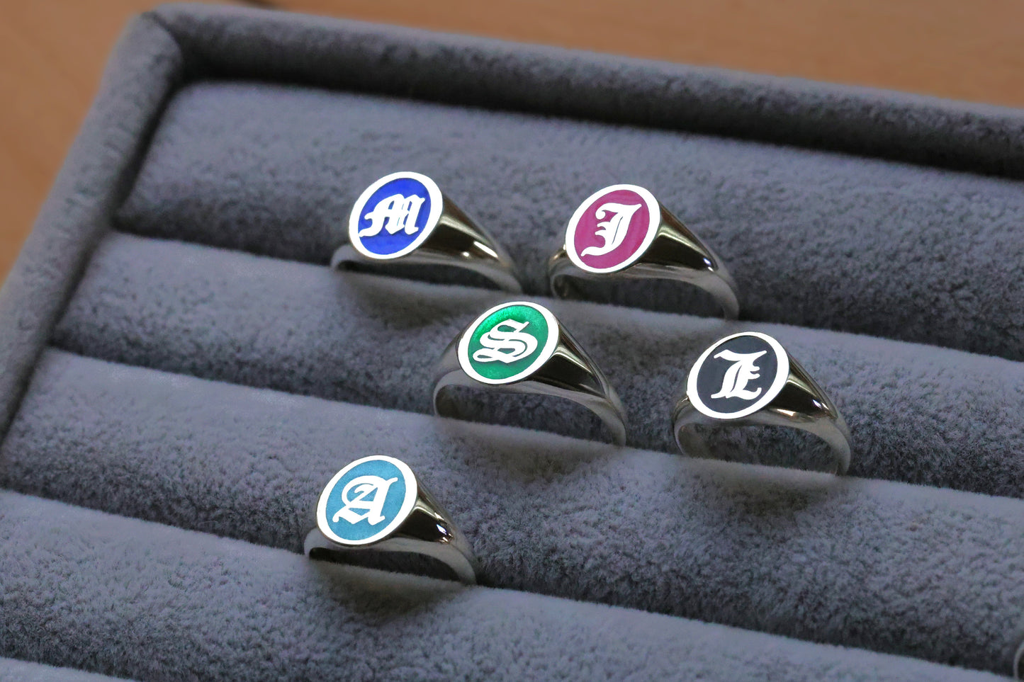 Personalized Initial Ring – Custom Enamel Silver Signet