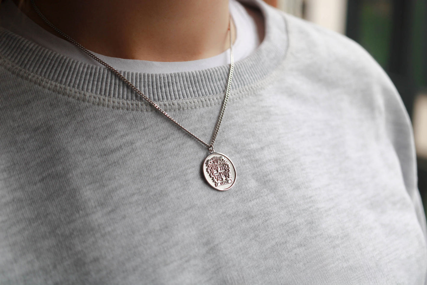 Custom Family Crest Necklace – Engraved Coat of Arms Pendant Jewelry Gift for Men, Father’s Day or Birthday Gift for Him