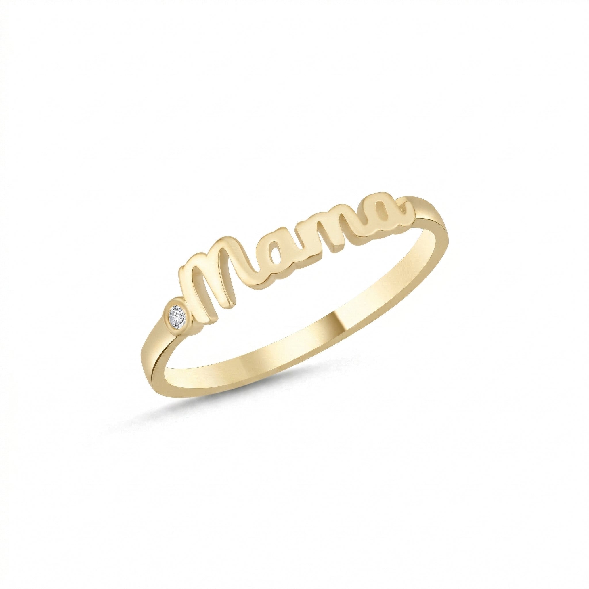 Diamond Mama Ring 14k Gold Gold Ring Design For Mother 14K Yellow