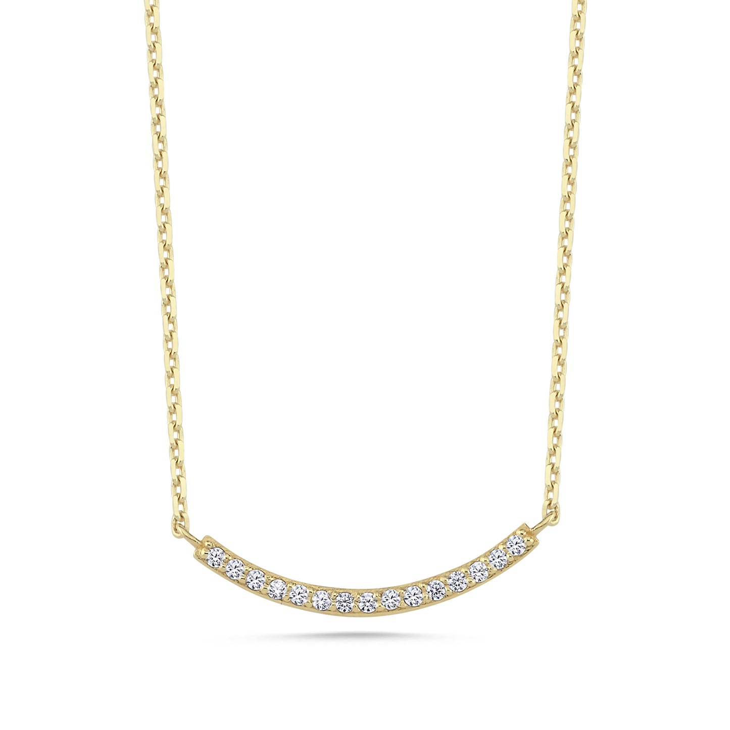 Diamond Paved Curved Bar Necklace