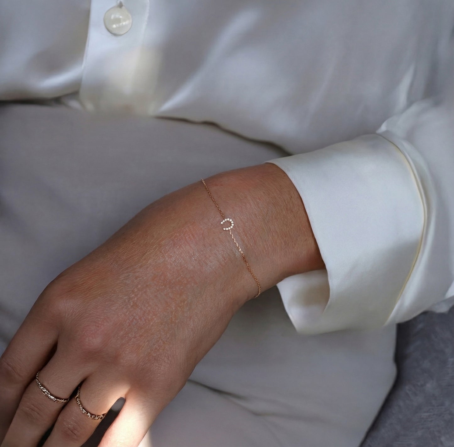 Rose Gold Diamond Paved Horseshoe Bracelet