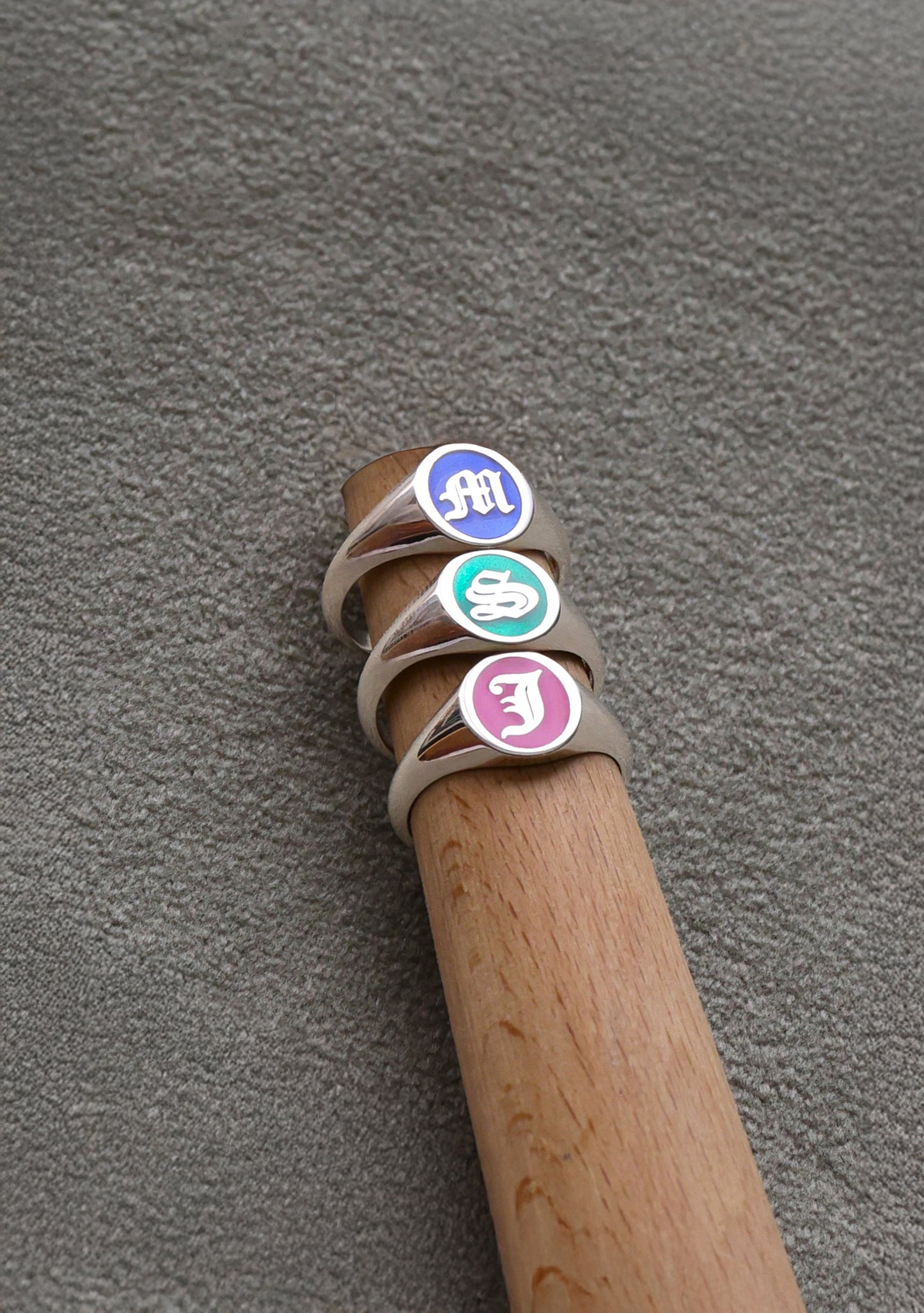 Personalized Initial Ring – Custom Enamel Silver Signet