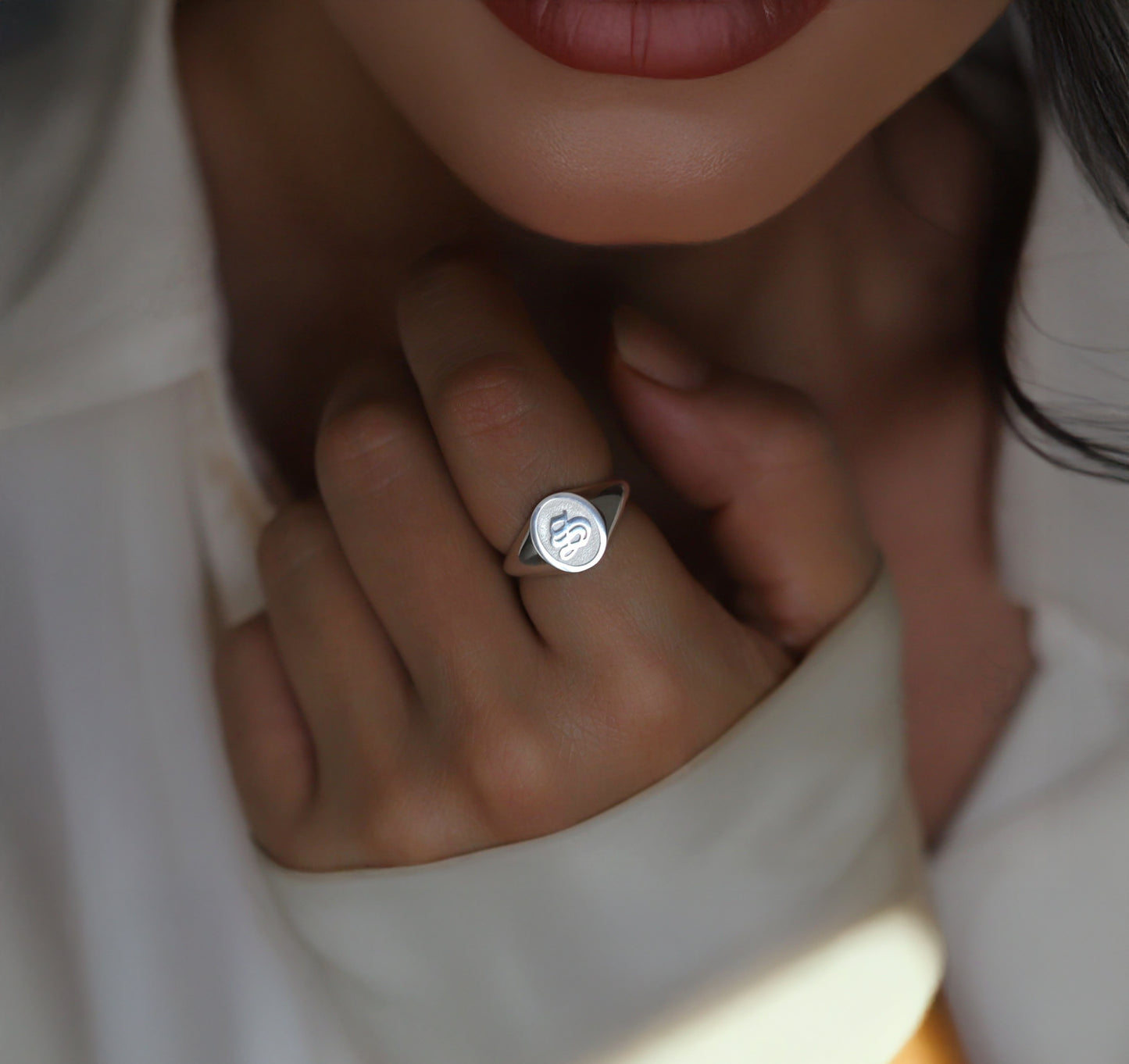 Silver Initial Signet Ring – Personalized Letter Ring in Sterling Silver or Gold Plated Over Silver, Custom Monogram Jewelry Gift for Men and Women