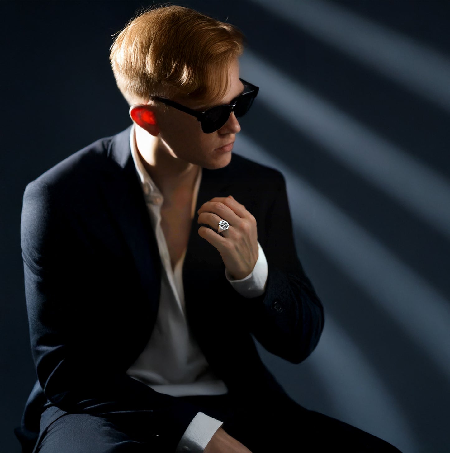 Sterling Silver Family Crest Signet Ring – Custom Engraved Coat of Arms Jewelry in Silver, Gold Plated or Rose Gold Plated