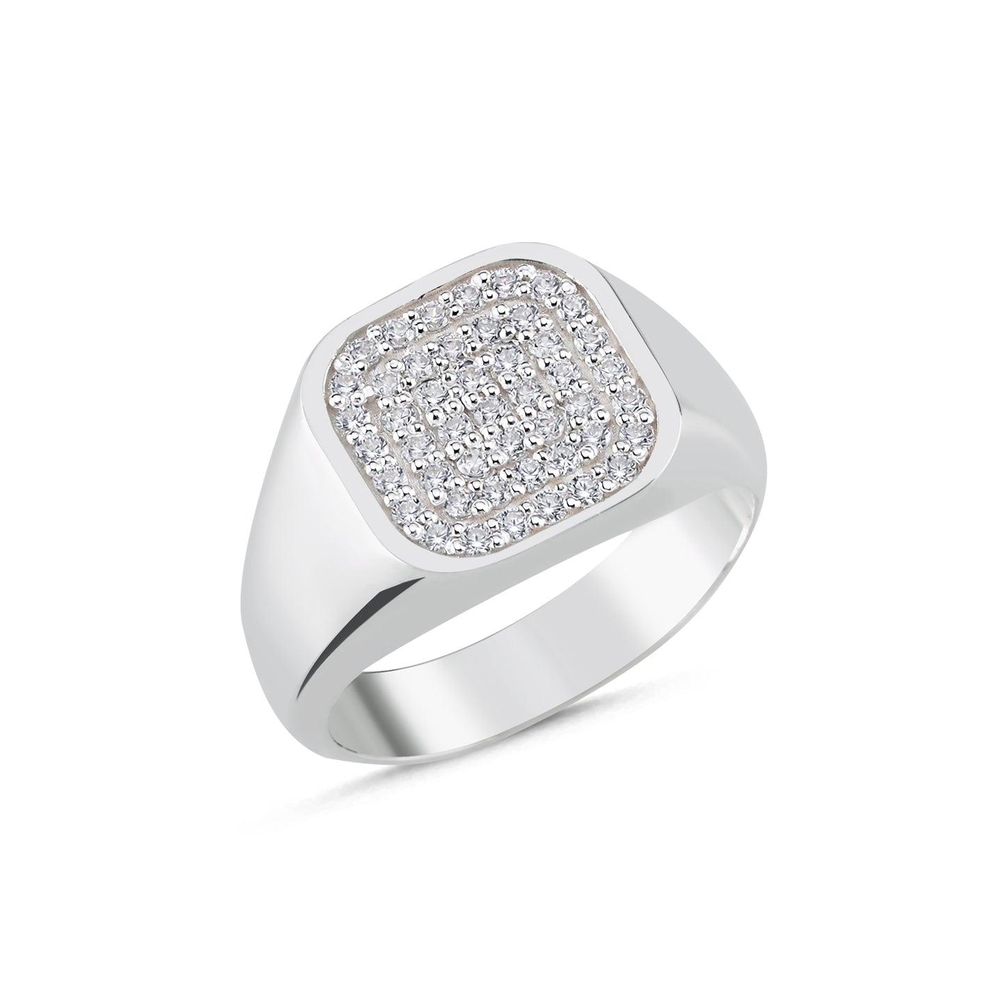 Men's Paved Cushion Signet Ring