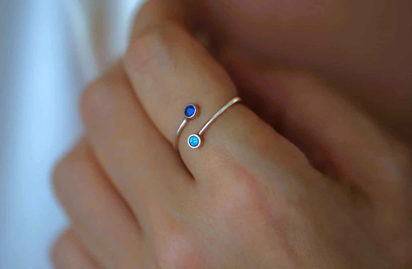 Double Spiral Birthstone Ring