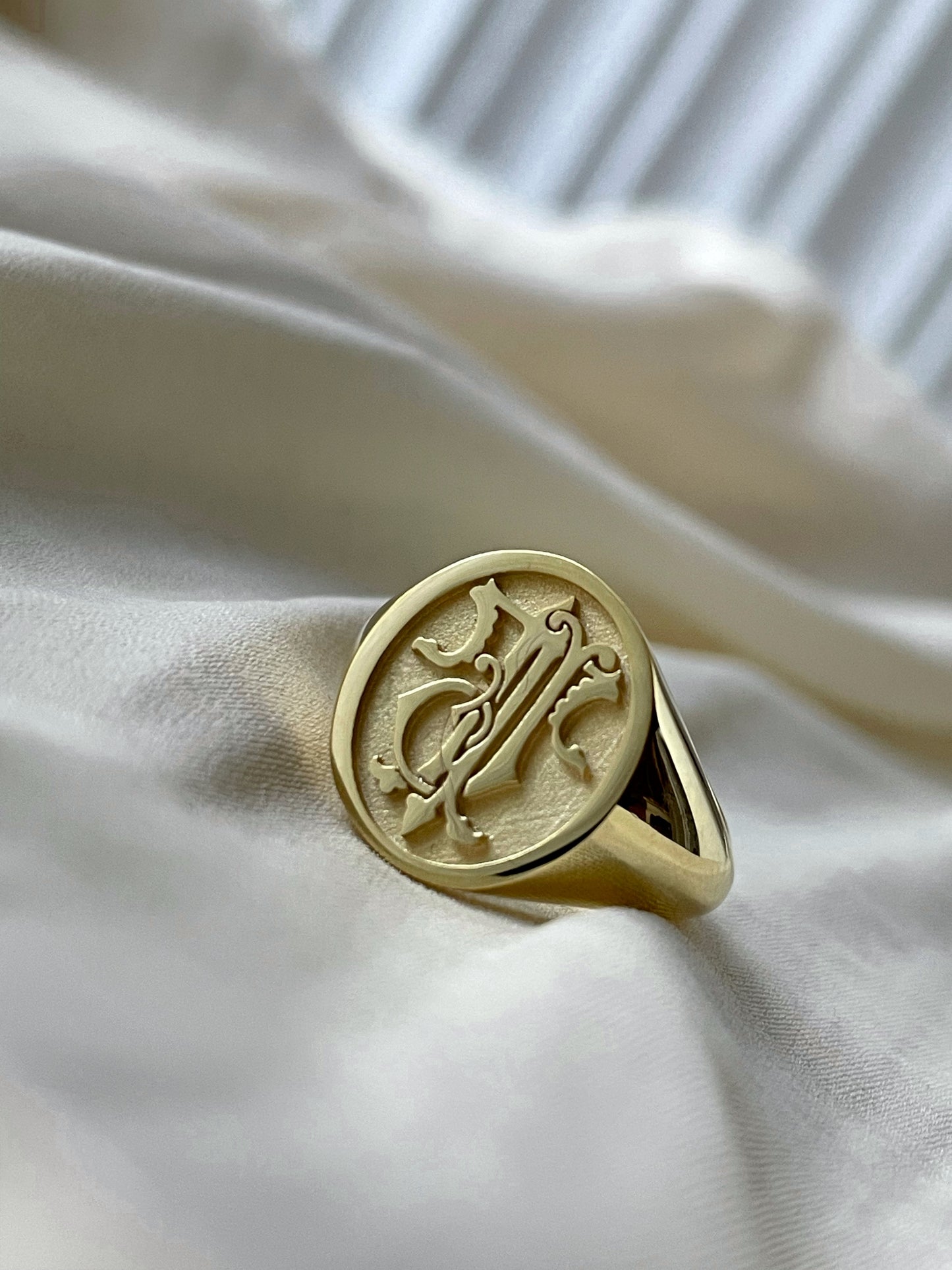 Custom Gold Monogram Engraved Signet Ring