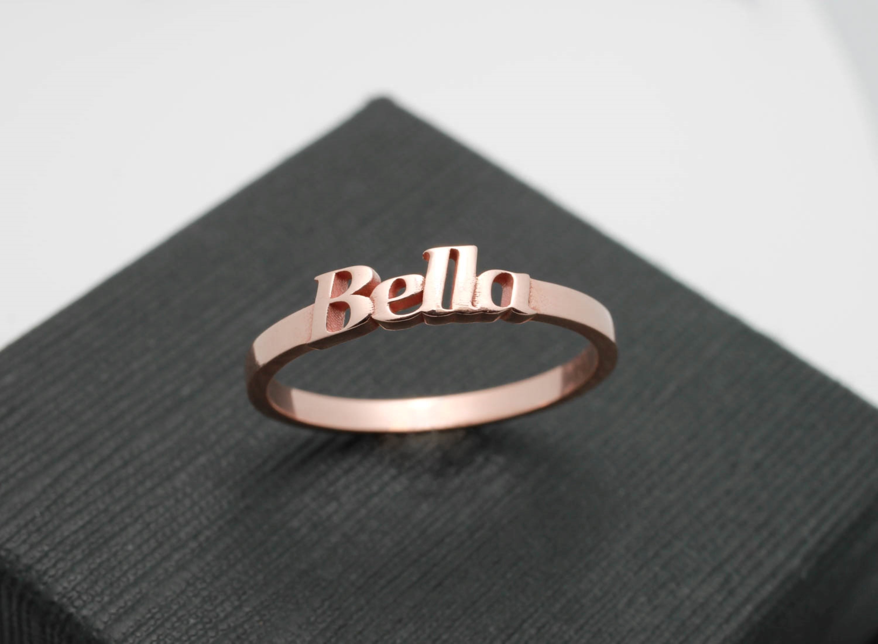 14K Solid Gold Name Ring-dainty Bar Ring-gold Name Ring Stackable Name Ring  Custom Name Ring personalized Name Ring - Etsy