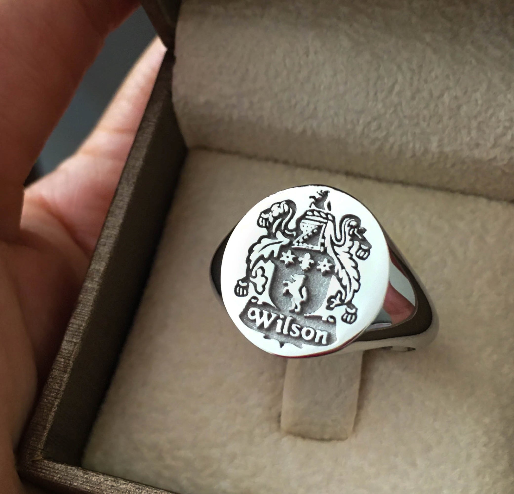 Silver Coat of Arms Signet Ring, Family Crest Rings, Family Crest