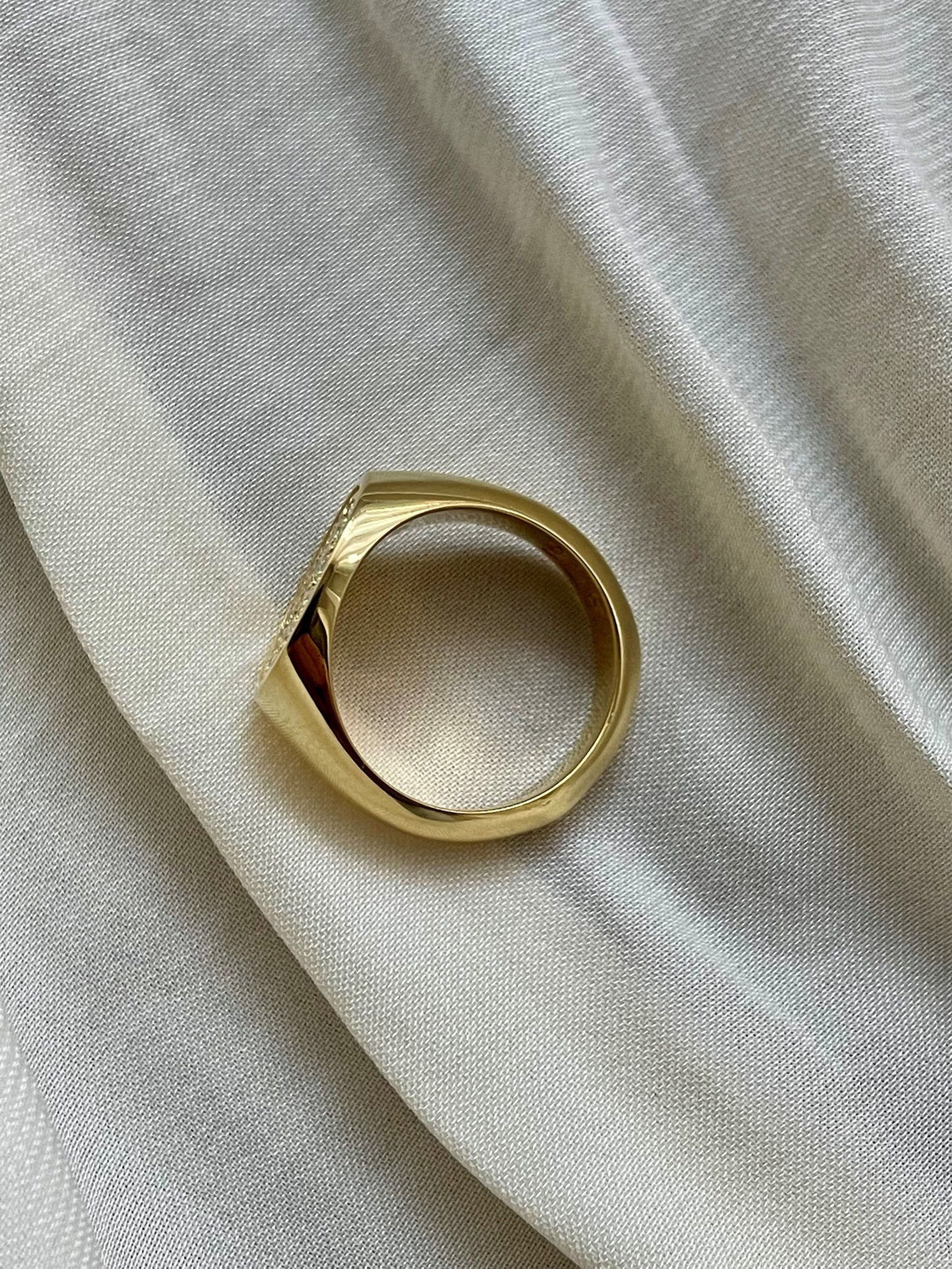 Gold Diamond Paved Signet Ring