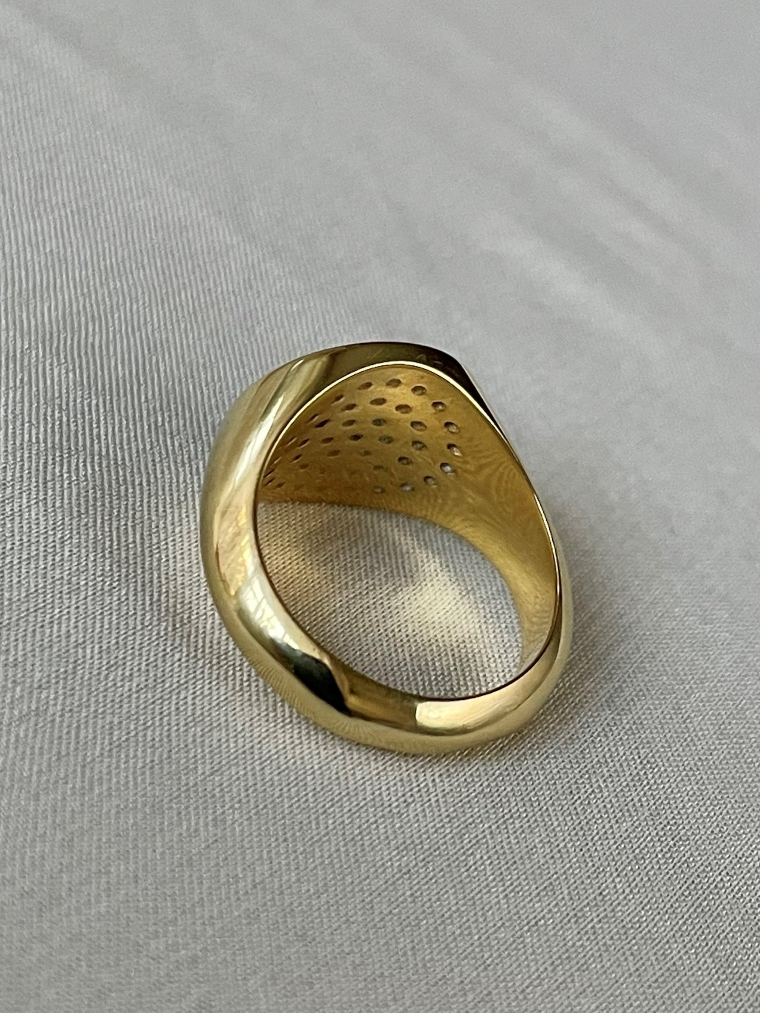 Gold Diamond Paved Signet Ring, Gold Signet Ring, Gold Pinky Ring 