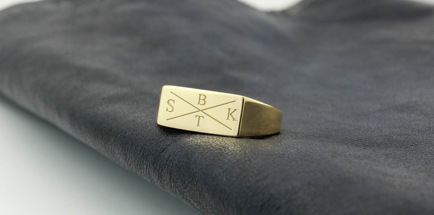 Initials Rectangle Signet Ring