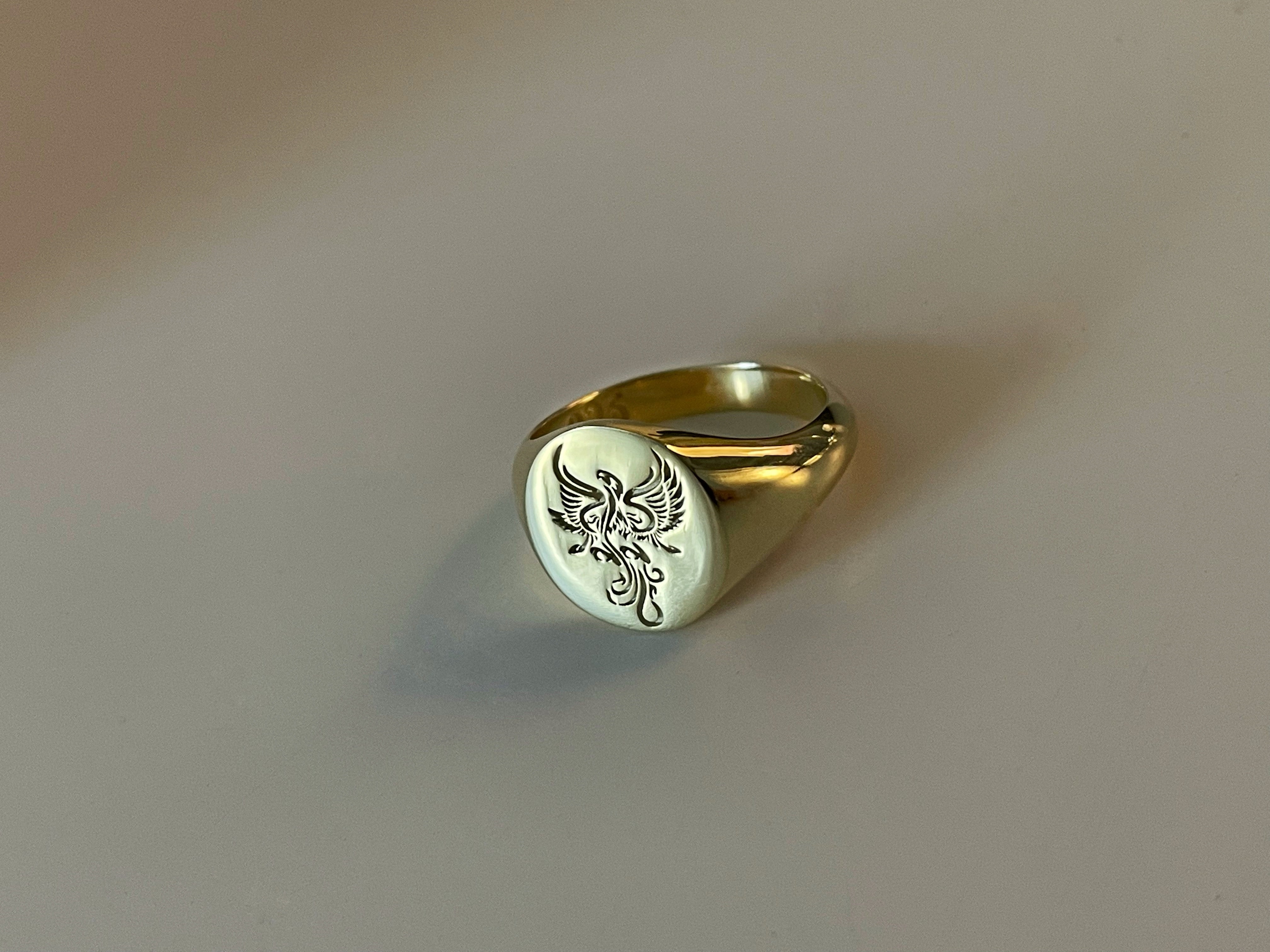 14K Gold Over 2024 Phoenix ring Man Phoenix ring Angel Phoenix ring Angel Sleeping ring Two tone ring Angel Wings ring Phoenix engagement ring