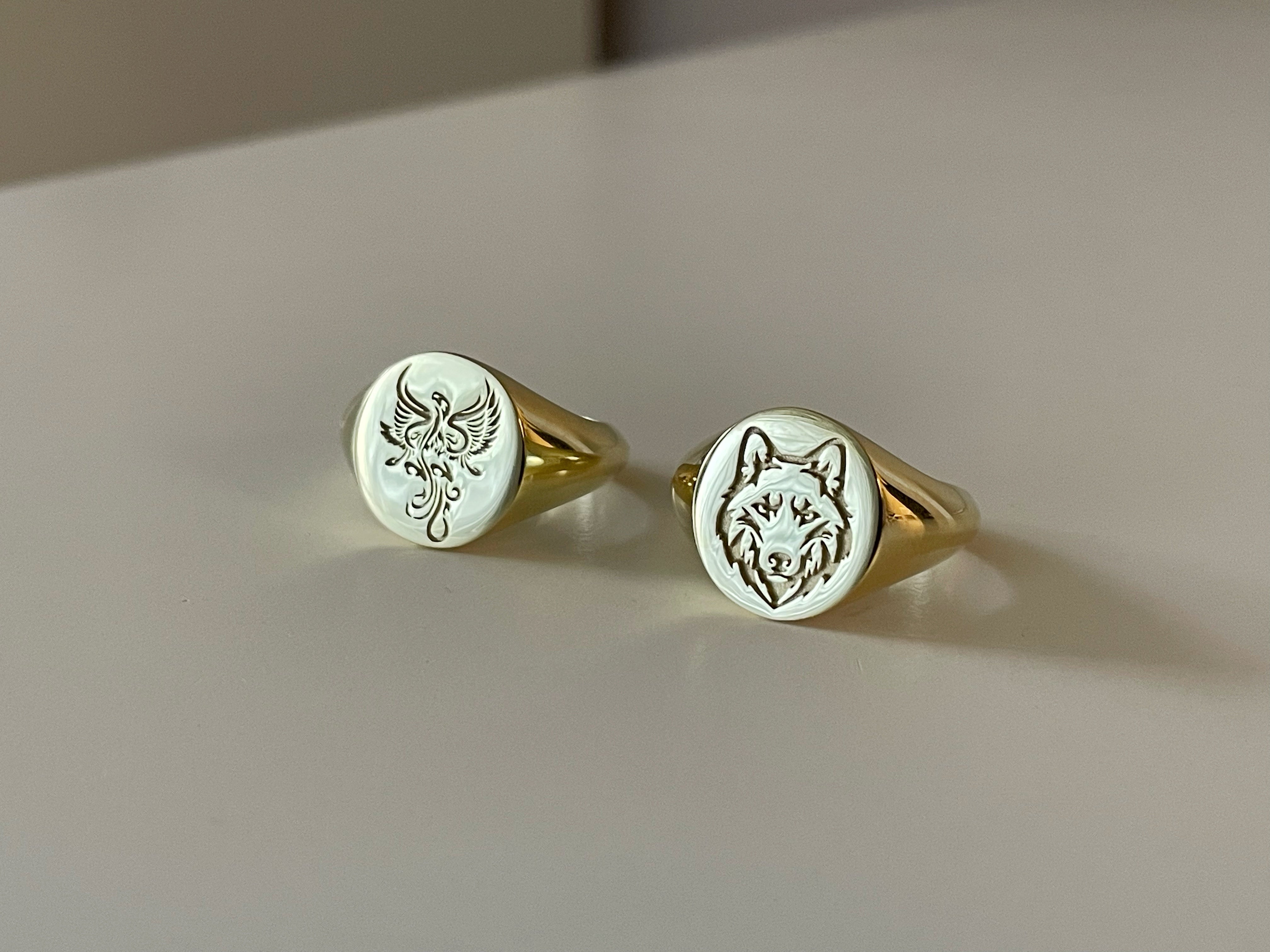 Wolf Ring, Gold Wolf Ring, Wolf Signet Ring, 14k Gold Wolf Ring