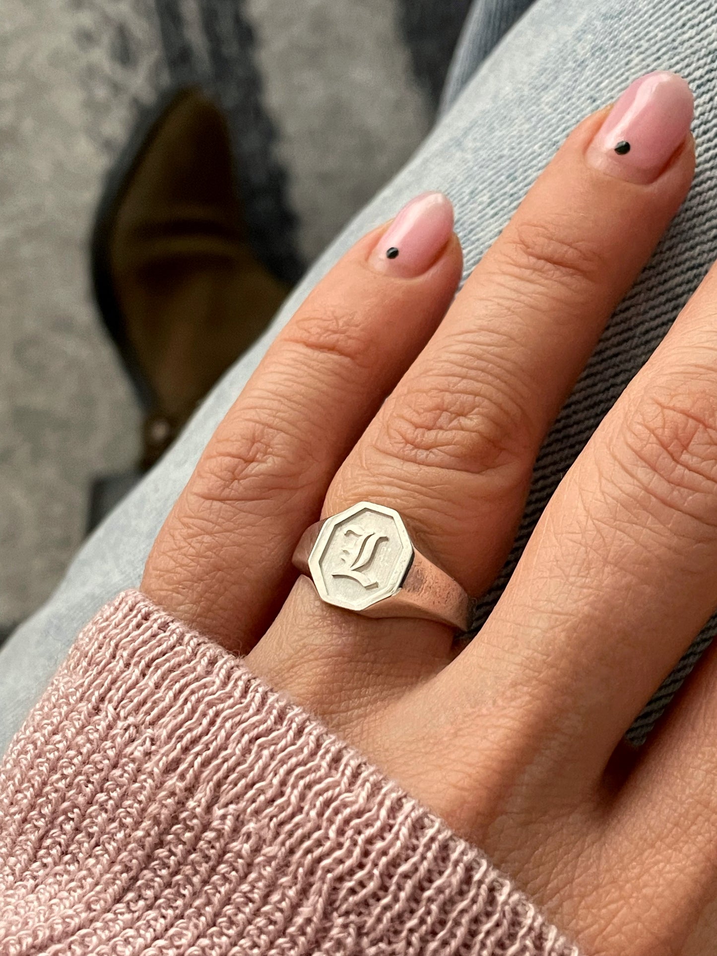 Gold Initial Signet Ring