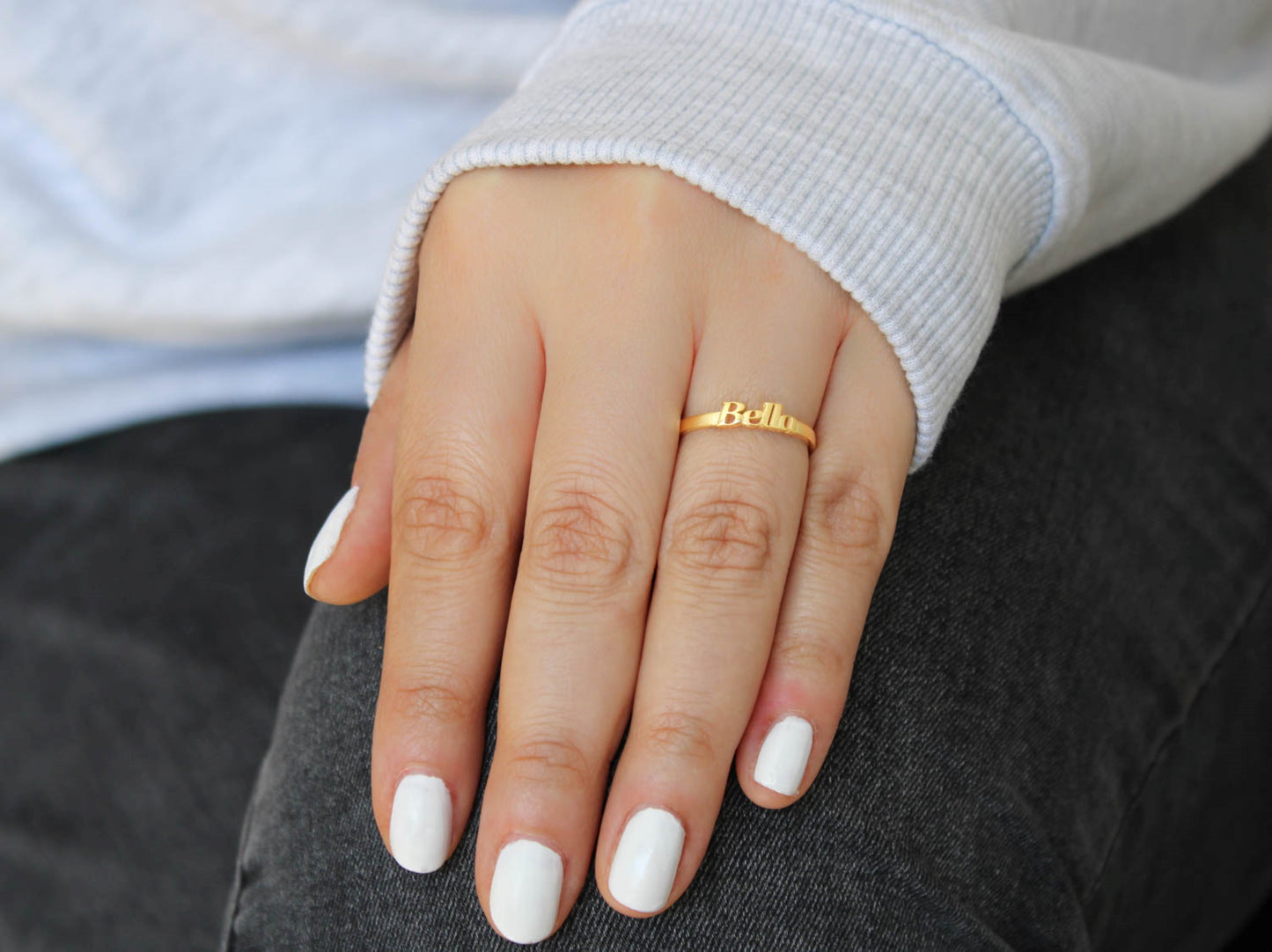 Gold Dainty Name Ring