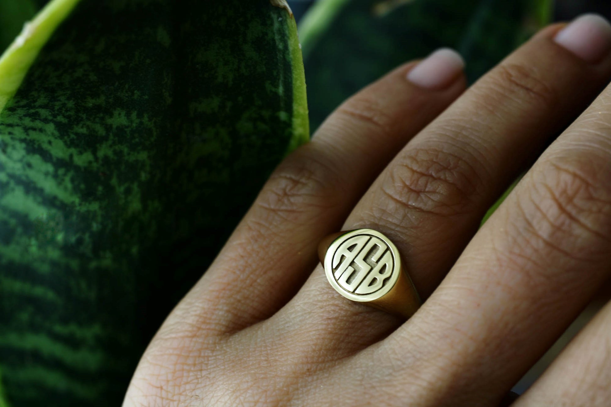 Initials & Diamonds Signet Ring - Solid Gold, Signet ring, Monogram Ring, Initial Ring, Diamond