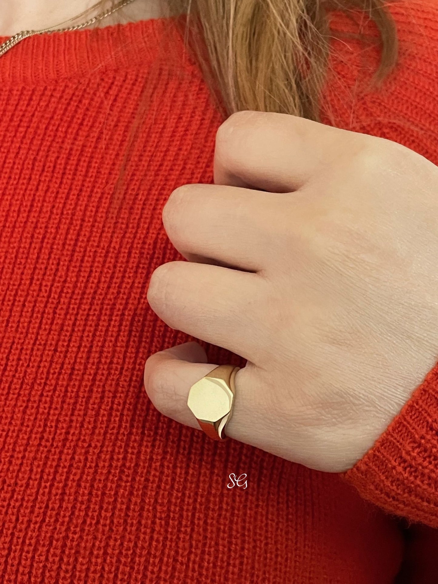 Gold Octagon Signet Ring